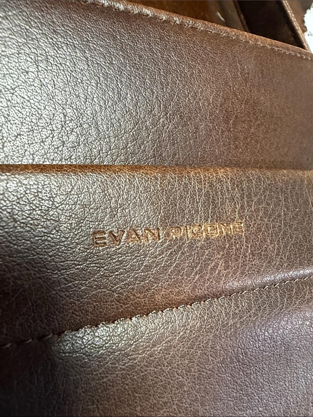 Evan Picone Chocolate Brown Leather Messenger Crossbody